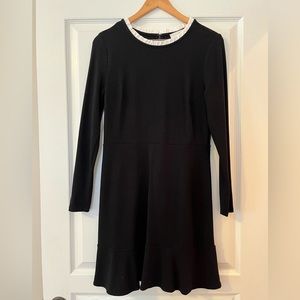 EUC LOFT Black Dress with Ivory Trim